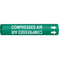 Pipe Marker: Compressed Air, Green, White, Fits 1 1/2 to 2 3/8 in Pipe O.D., 1 Pipe Markers (MPN 4033-B)