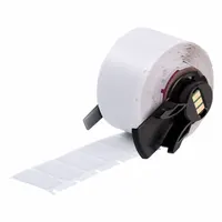 Precut label roll measuring 1 in x 1/2 in, made of metalized polyester with metal-detectable properties in gray. Compatible with M610 printer series. Used for industrial identification and asset tracking in environments requiring metal-detectable labels