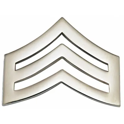 HEROS PRIDE Metal Rank Insignia: SGT. Chevron, 1 in, Silver, Metal, Clutch Pin, Rank Insignia - Metallic Insignia