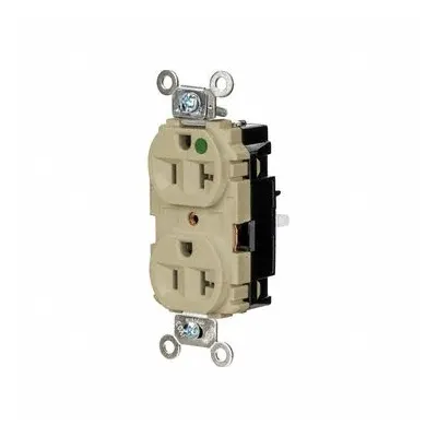 HUBBELL Receptacle: Hospital Grade, Duplex, 5-20R, Ivory, 125V AC, 20 A - General Purpose Receptacles