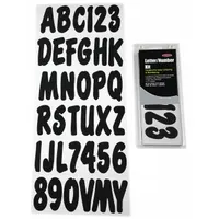 Letter and Number Label Set: 3 in Character Ht, Indoor/Outdoor, Non-Reflective, Proprietary, Black (MPN GBLK200EC)