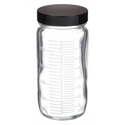 KIMBLE Storage Bottle: 250 mL - Clear Wide Mouth Round Glass Lab Bottles