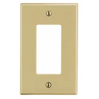 HUBBELL Wall Plate: Decorator-Rocker, 1 Gang, Ivory, Std Size (MPN P26I)