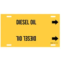 Pipe Marker: Diesel Oil, Yellow, Black, Fits 8 to 9 7/8 in Pipe O.D., 1 Pipe Markers, With Arrows (MPN 4174-G)