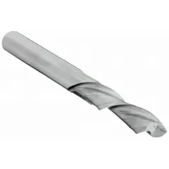 Solid carbide spiral downcut router bit with 2 flutes, 5/16" cut diameter, and 1-1/8" length of cut. Designed for routing wood, plywood, and MDF, producing clean chip-free edges in CNC and hand-router applications.