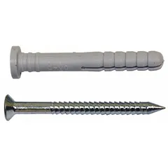 This conical plug anchor is designed for use in concrete. It has a 1/4 in screw size and 1-3/4 in overall length. Made of plastic with a plain finish, it provides a fastening point for fixtures or brackets in concrete walls, floors, or ceilings.