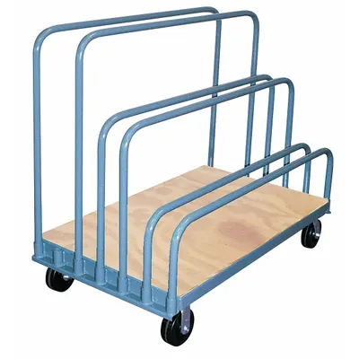 JAMCO Panel Truck: 2,000 lb, Gray, 66 in L x 31 in W x 46 in H Deck, 9 in Deck Ht - Multi-Height Vertical Panel Trucks with Adjustable Rails