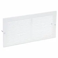 Return Air Grille: Louvered Grille, White, Powder Coated, Steel, 7 3/4 in H, 15 3/4 in W, 1/4 in D