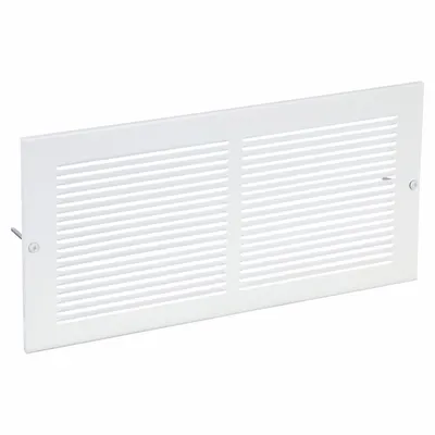 OEM Return Air Grille: Louvered Grille, White, Powder Coated, Steel, 7 3/4 in H - Surface-Mount Grilles