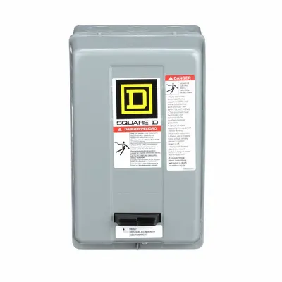 SQUARE D Magnetic Motor Starter: Non-Reversing, 3 Poles, NEMA Size 1, 27 A - Enclosed Non-Reversing Starters with Thermal Overloads