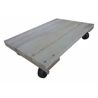 This general purpose dolly features a smooth brown deck measuring 24 inches long by 16 inches wide by 5 inches high. It is equipped with four swivel casters for maneuverability. Commonly used in warehouses, factories, and distribution centers for transporting boxes, equipment, and materials across flat surfaces