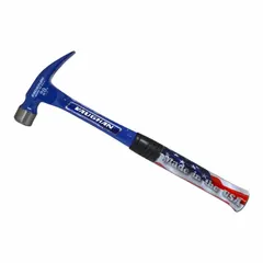This 20 oz steel straight-claw hammer features a textured grip and steel handle for control. With a 1 in face diameter and 16 in overall length, it is suited for driving and pulling nails in construction, framing, and demolition tasks.