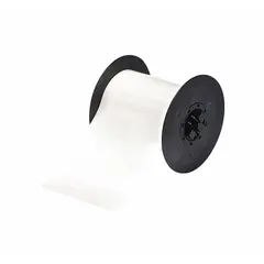 Continuous label roll made of clear gloss polyester for indoor use. Measures 4 inches by 120 feet. Compatible with Brady i3300 printer series. Used for asset identification, cable marking, and general labeling in industrial environments.