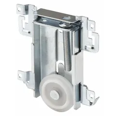 This hanging door roller from PRIME-LINE is designed for sliding door applications. It measures 3 3/8 inches in length and 3 1/16 inches in width, with a maximum weight capacity of 60 lb. Suitable for residential or light commercial interior doors where smooth operation is required.