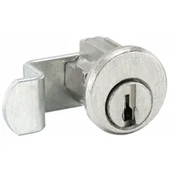 Keyed cam lock with varied keying for cabinet, locker, and enclosure applications. Zinc die-cast body with nickel finish. Straight cam width of 5/8 in. Manufacturer part number C8713.
