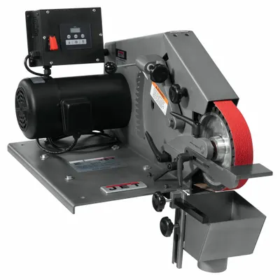 JET Grinder: For Metal/Plastic/Wood, 115 V/230 V, Single-Phase, 1 hp, 2 in Belt Wd - Benchtop Belt Machines