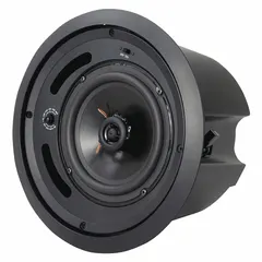 The SPECO TECHNOLOGIES SP5MATB is a passive 2-way ceiling-mount speaker with 8 ohm impedance and an overall height of 9 1/2 inches. Designed for indoor use, it is suited for background music or paging in commercial spaces such as offices and retail stores.