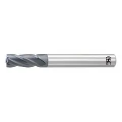 Solid carbide square end mill with WXL coating for heat resistance. Designed for machining hardened materials up to 65 HRC. Features 4 flutes, 1/2" mill diameter, 1" length of cut, and 3" overall length. Suitable for precision square shoulders and tight tolerances in die and mold, aerospace, and automotive tooling applications.
