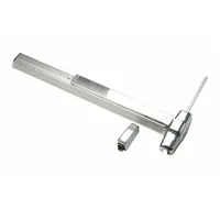Surface vertical rod exit device with touchbar actuator, finished in chrome. Designed for doors up to 4 ft wide. Provides push-pad egress actuation for emergency exit applications in commercial and industrial settings