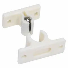 This plastic grab catch features a pull opening action and measures 1 inch in height by 2-5/8 inches in width. It is used for securing cabinet doors or panels in industrial enclosures, machinery, and electrical cabinets.