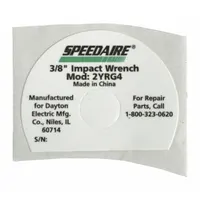 SPEEDAIRE Name Plate: Mfr Part # TT46305G