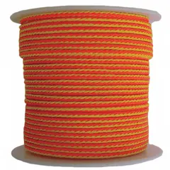This 1/8 in diameter dynamic rope is constructed with a hollow braid design and rated for a 250 lb working load limit. The orange rope offers heat and water resistance for use in rigging, climbing, and light-duty lifting or positioning tasks.