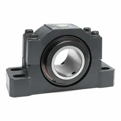 This inch-series expansion split-house pillow block tapered roller bearing has a 4 in bore, 4 1/4 in shaft height, and 12 1/2 in mounting length. It features 4 holes with 3/4 in mounting bolt size and a maximum speed of 1,530 RPM. Used to support rotating shafts in applications such as conveyors, fans, and pumps where shaft expansion must be accommodated.