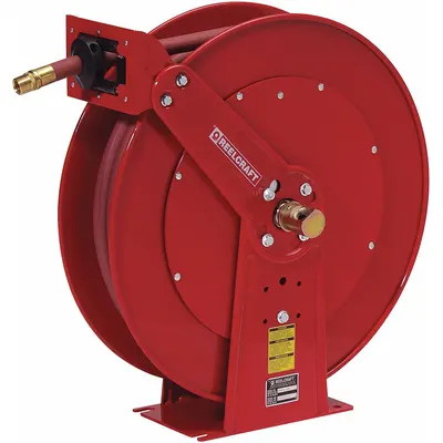 REELCRAFT Spring Return Hose Reel: 50 ft (3/4 in I.D.), 3/4 in MNPT, 250 psi Max Op Pressure - Dual-Arm Air or Water Spring-Return Hose Reels