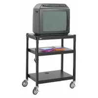 SAFCO Media Cart: Black, 36 1/2 in Overall Ht, 27 1/4 in Overall Wd, 18 1/4 in Overall Dp, 3 Shelves (MPN 8932BL)