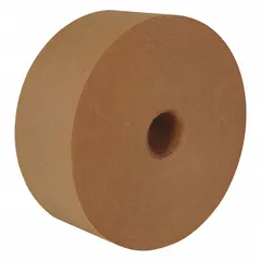 This light-duty water-activated kraft tape is designed for sealing cartons and packages in industrial shipping and warehousing. Each roll measures 2 3/4 inches wide by 600 feet long, with a 5.5 mil thickness. The tape activates with water to form a secure bond on corrugated boxes. Supplied in a 10-pack, part number K3810, Tape Series 233.