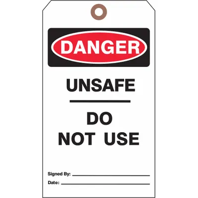 SEE ALL INDUSTRIES Danger Tags: White, Single Part, Cotton String, 25 Pack - Danger/Danger Unsafe Do Not Use / Danger/Do Not Remove This Tag Tags