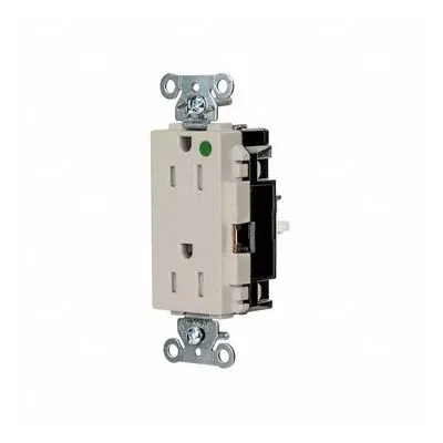 HUBBELL Receptacle: Hospital Grade, Decorator Duplex, 5-15R, Light Almond, 125V AC - General Purpose Receptacles
