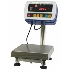 This washdown platform scale from A&D WEIGHING features a stainless steel weighing surface 11 3/4 inches wide by 15 inches deep. It provides readability to 0.01 lb and includes an RS-232C port for data communication. The LED display offers clear weight readouts. Suitable for food-scale applications in commercial kitchens and processing areas.