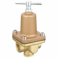 This brass water pressure regulator is designed for standard capacity applications, reducing and stabilizing incoming water pressure in plumbing systems. It features 1/2 in NPT female connections and an adjustable range of 1 to 25 psi. Suitable for use in commercial or industrial settings to protect downstream equipment from pressure surges.