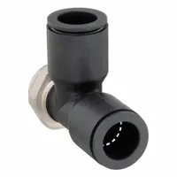 This LEGRIS tube fitting is a tee configuration with Tube x Tube x MBSPP connections, designed for 14 mm OD tubes and a 1/2 in male BSPP threaded port. The body combines nylon and nickel-plated brass. Supplied in a 5-pack, it is used to branch pneumatic or fluid lines in industrial systems