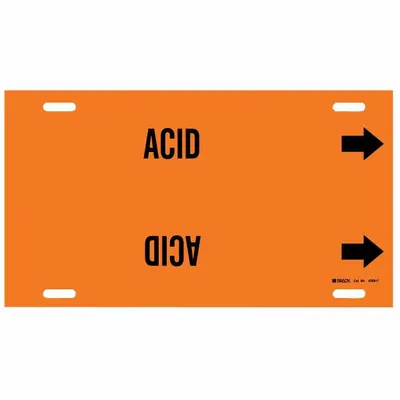 BRADY Pipe Marker: Acid, Orange, Black, Fits 6 to 7 7/8 in Pipe O.D., 1 Pipe Markers - Acid Snap-On Pipe Markers