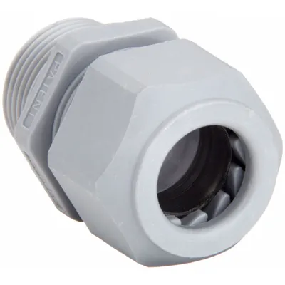 HUBBELL WIRING DEVICE-KELLEMS Liquid Tight Cord Connector: Nylon, 3/4 in MNPT, 0.45 in to 0.71 in, Gray - Straight Plastic Cable Grips