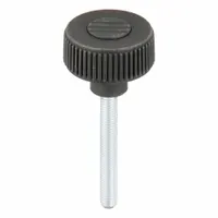 Hand Knob: Knurled, Plastic w/ Steel Thread, M8 Thread, 60 mm Thread Lg, 40 mm Dia, Gray (MPN K0260.5108X60)