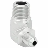 Hydraulic Hose Adapter: 1/2 in x 5/8 in Fitting Size, Male x Male, NPTF x JIC, Rigid, 90° Elbow (MPN 2024-8-10S)