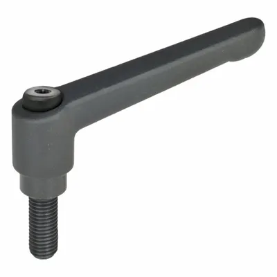 JW WINCO Adjustable Handles; Adjustable Levers: Zinc w/ Steel Thread, 1/2"-13 Thread - Teardrop-Style Adjustable Handles with Threaded Stud