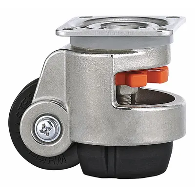 OEM Plate Caster: Nylon Tread, 1 3/4 in Wheel Dia, 2 13/16 in Mounting Ht, Swivel - Corrosion-Resistant Leveling Plate Casters