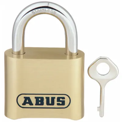 ABUS Combination Padlock: Scrolling Combo, Gold, Brass, Std Shackle - Standard Shackle Combination Padlocks