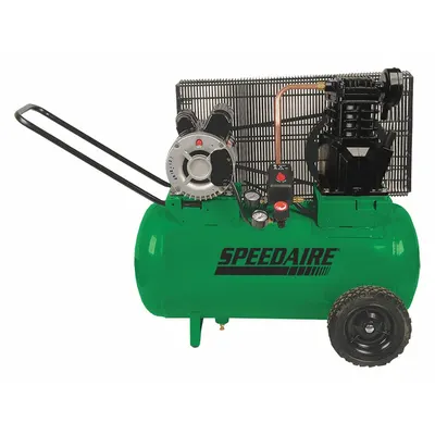 SPEEDAIRE Portable Air Compressor: Oil Lubricated, 20 gal, Horizontal, 2 hp - Wheeled Portable Electric Air Compressors