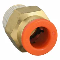 SMC Push-Fit Adapter Fitting: 1/4 in OD x 1/8 in Pipe Size, Push-to-Connect x BSPT, Brass, Brass (MPN KQ2H07-01AS)