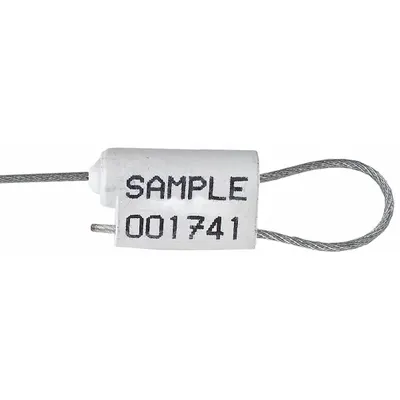 TYDENBROOKS Cable Seals: White, Zinc, 12 in Cable Lg, 1/16 in Cable Dia, Random - Adjustable-Length Cable Seals