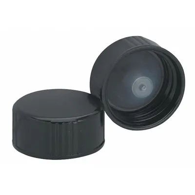 WHEATON Cap: 25 mm Dia, Black, Phenolic, 22-400 mm Screw Closure Size, 144 Closures Included - Screw On Caps