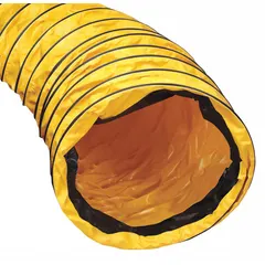 Vinyl polyester duct for confined space ventilation, 25 ft long, designed for use with PN 9530 Series Standard Blowers. Yellow color, meets ASTM 227 standards, non-conductive material construction.