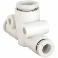 SMC Push-Fit Tee Fitting: 8 mm OD x 8 mm OD x 6 mm OD Size, Polybutylene Terephthalate, White (MPN KQ2T08-06A)