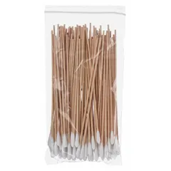 Non-sterile cotton tip swab with a wood handle, 6 inches in length. Single tip design for general-purpose cleaning and application tasks. Pack of 1,000.