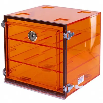 PLAS-LABS Acrylic Desiccator with Gas Port: Rectangular, 5.59 cu ft Capacity, Acrylic - Non-Vacuum Desiccators